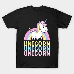 Cute Unicorn With Rainbow Kids Girls Gift T-Shirt